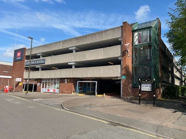 A picture of the multi storey car park off Lichfield's Birmingham Road.