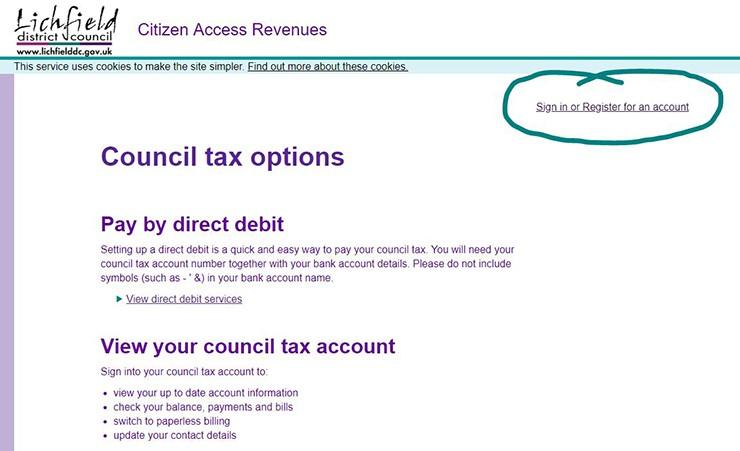 Sign up to link your ctax/benefits or business rates account