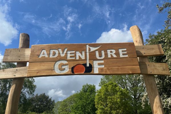 A picture of the sign at Beacon Park's new Adventure Golf.