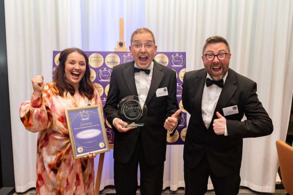 A picture of staff from The Garrick Theatre winning a Beacon Award in 2023.