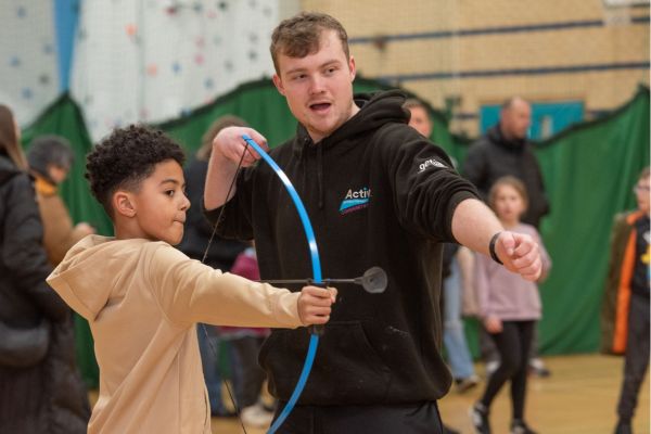 A picture of Soft archery activity sessionss which are on offer during the Half Term break.