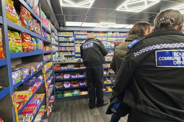 A picture of officers raiding the American Candy premises in Burntwood earlier this week.