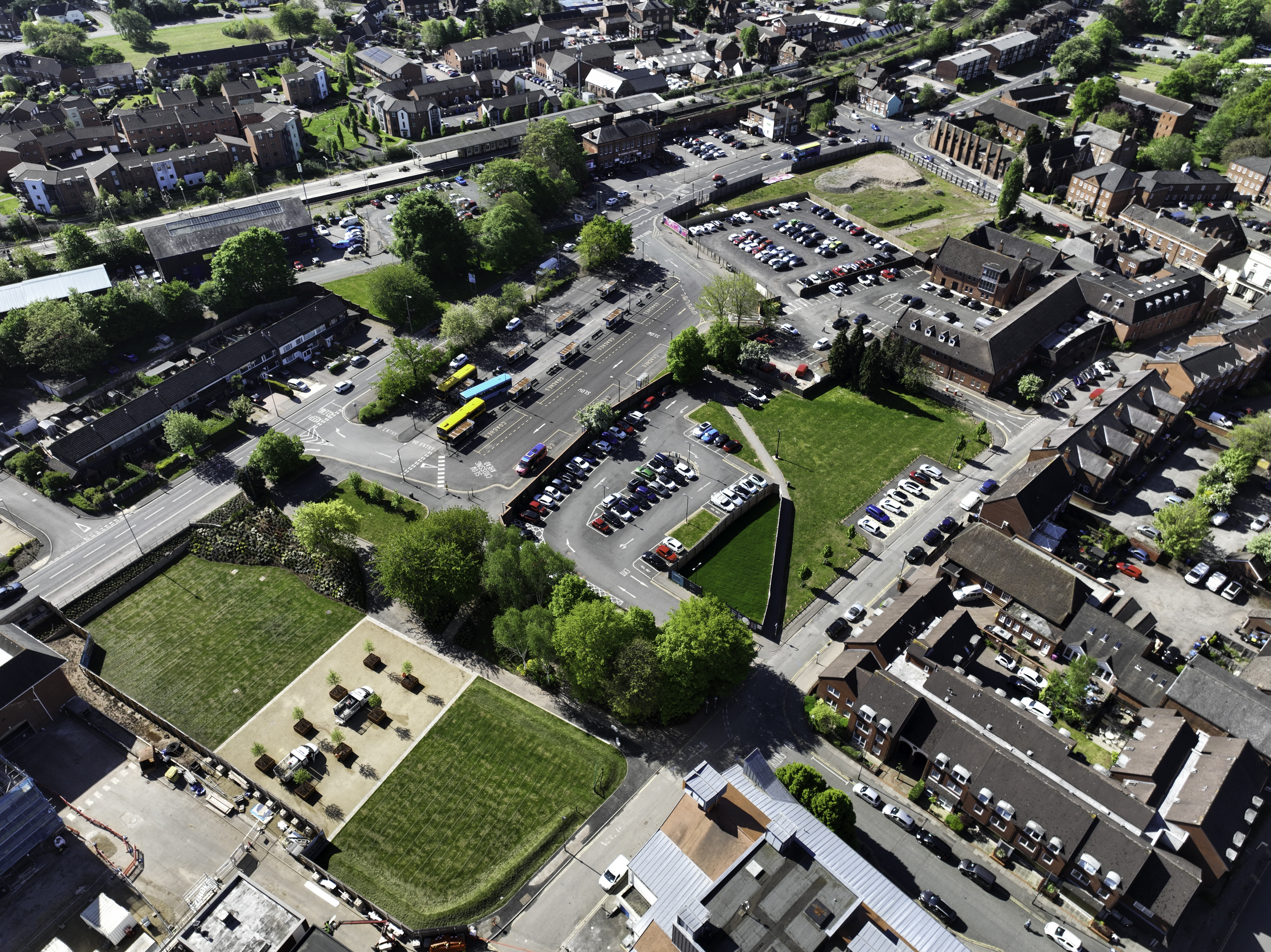An aerial view of the Birmingham Road area of the city centre
