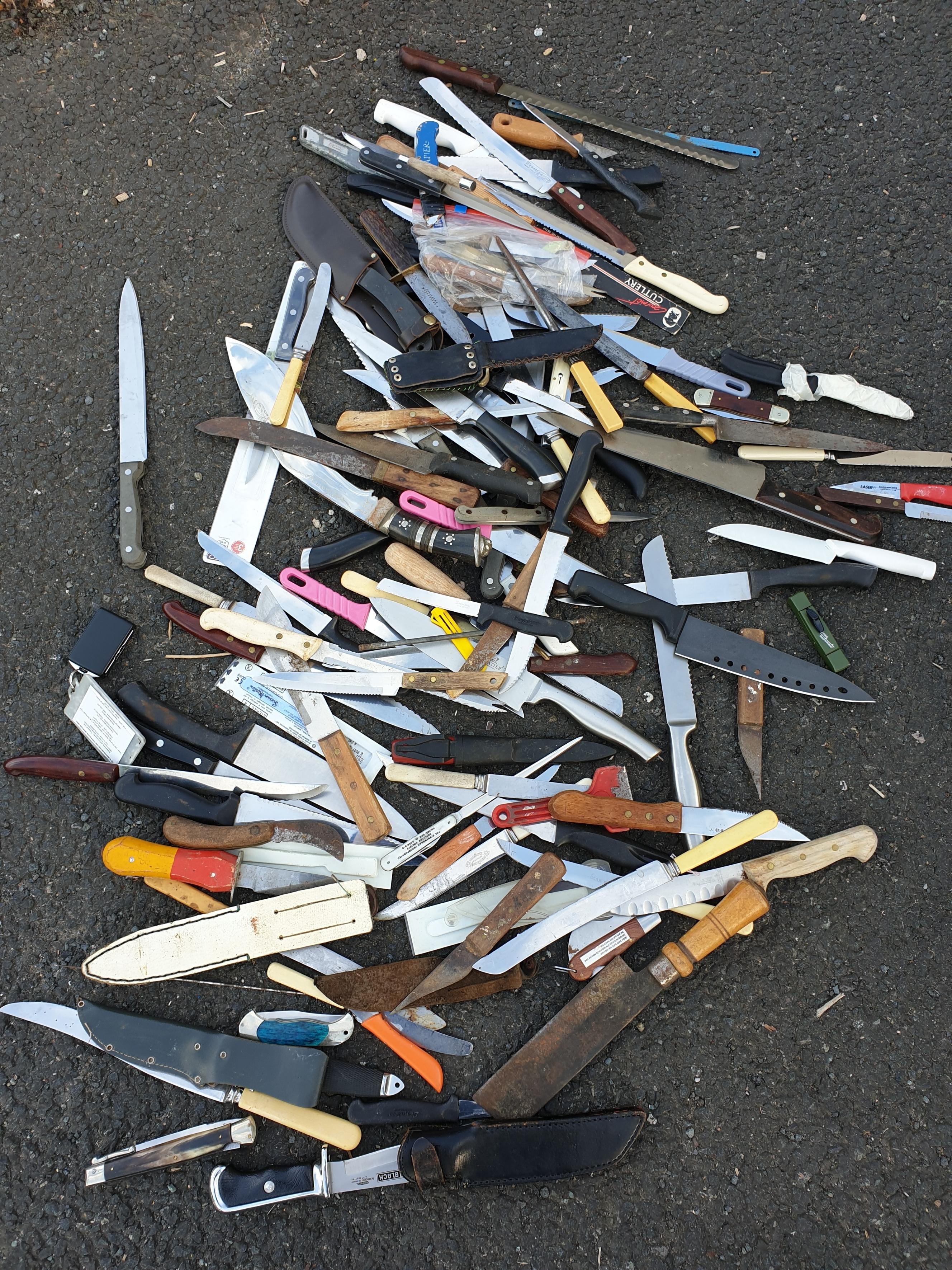Blades collected in the Knife Bin at Morrisons in Lichfield.