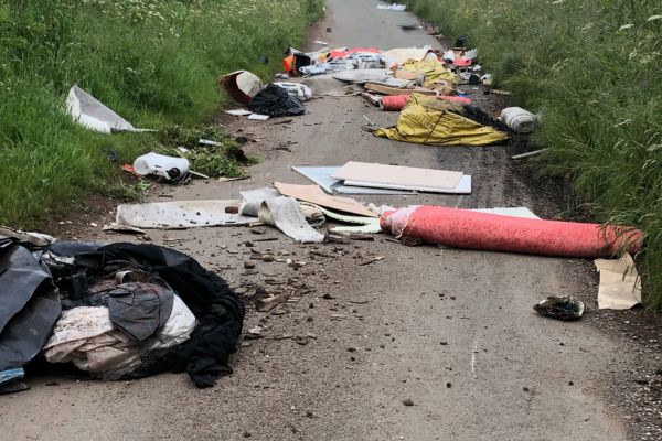 A photo of the fly-tipped waste in Nether Lane, Burntwood.