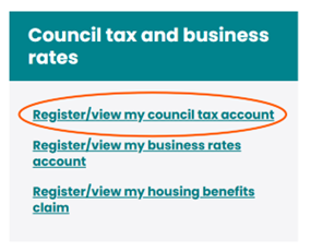 Council tax and business rates menu