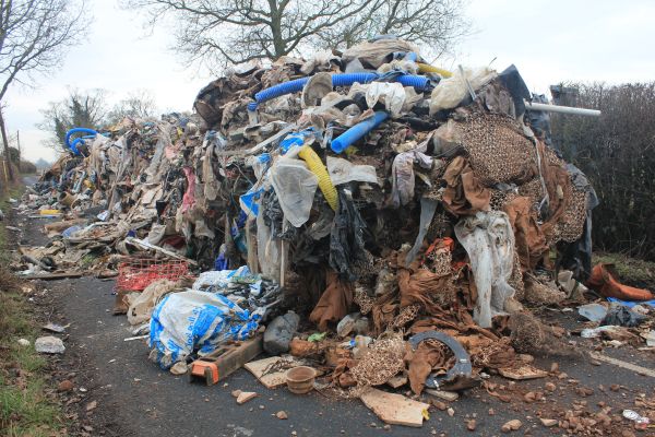 A picture of the waste fly-tipped in Watery Lane in January