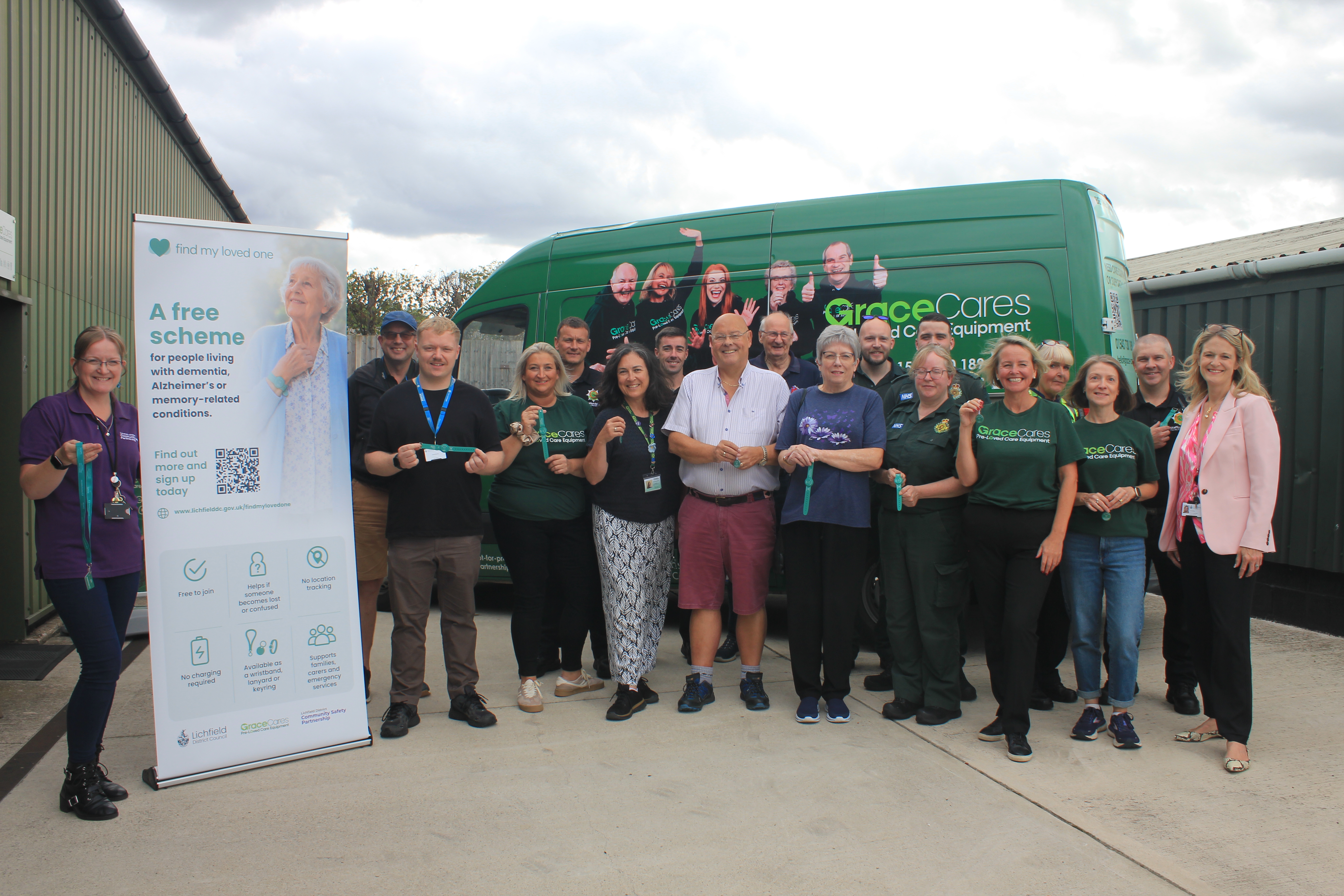A picture of the celebration at the launch of the Find My Loved One scheme at Grace Cares HQ, Elmhurst Business Park.