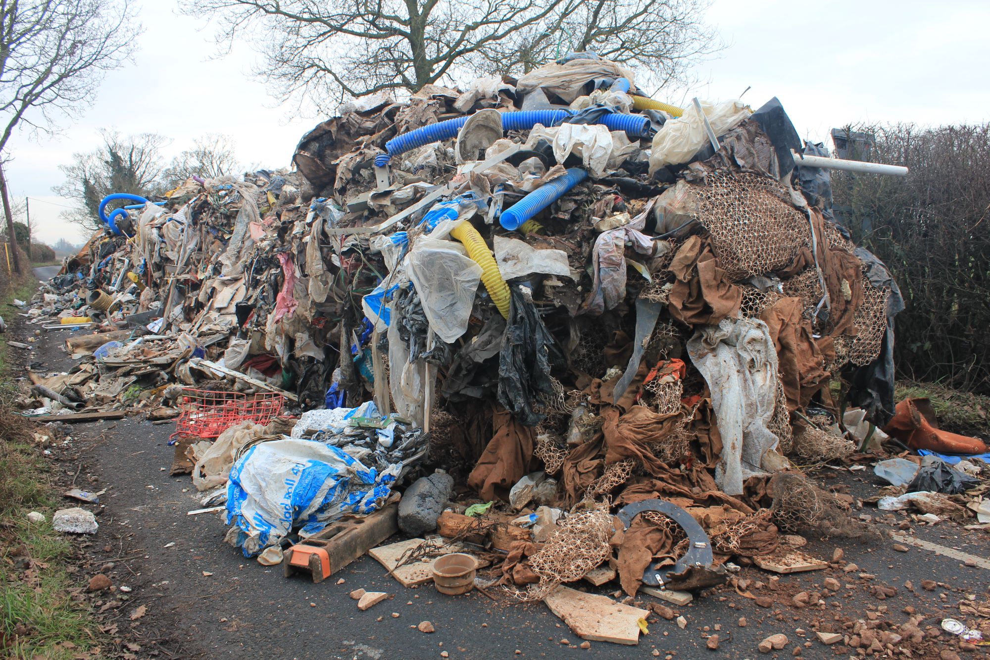 A picture of the vast pile of rubbish which was fly-tipped in Lichfield’s Watery Lane in January.