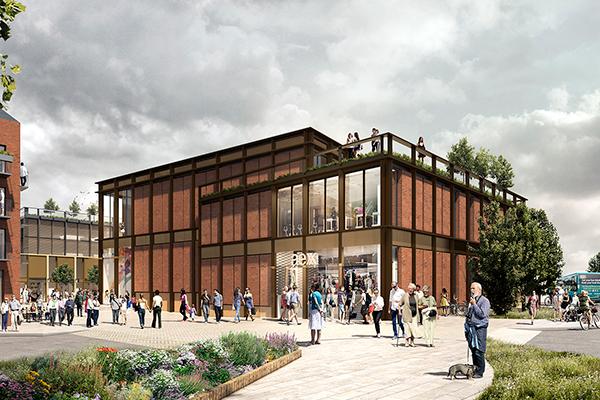 artist's impression of Friarsgate showing shopping and housing