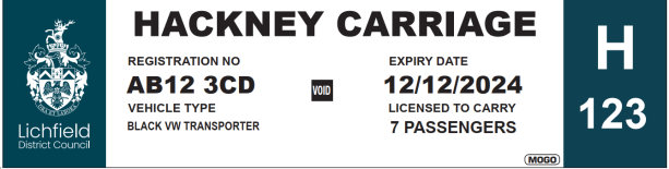 Hackney Carriage Plate