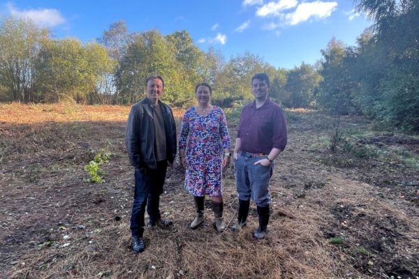 A picture of Councillor Janice Silvester-Hall, Cabinet Member for Visitor Economy, Ecology and Climate Change with LWM Ecology Director James Porter and Policy and Strategy Team Leader Alex Hay.