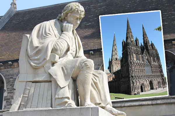 Johnson statue and Lichfield Cathedral