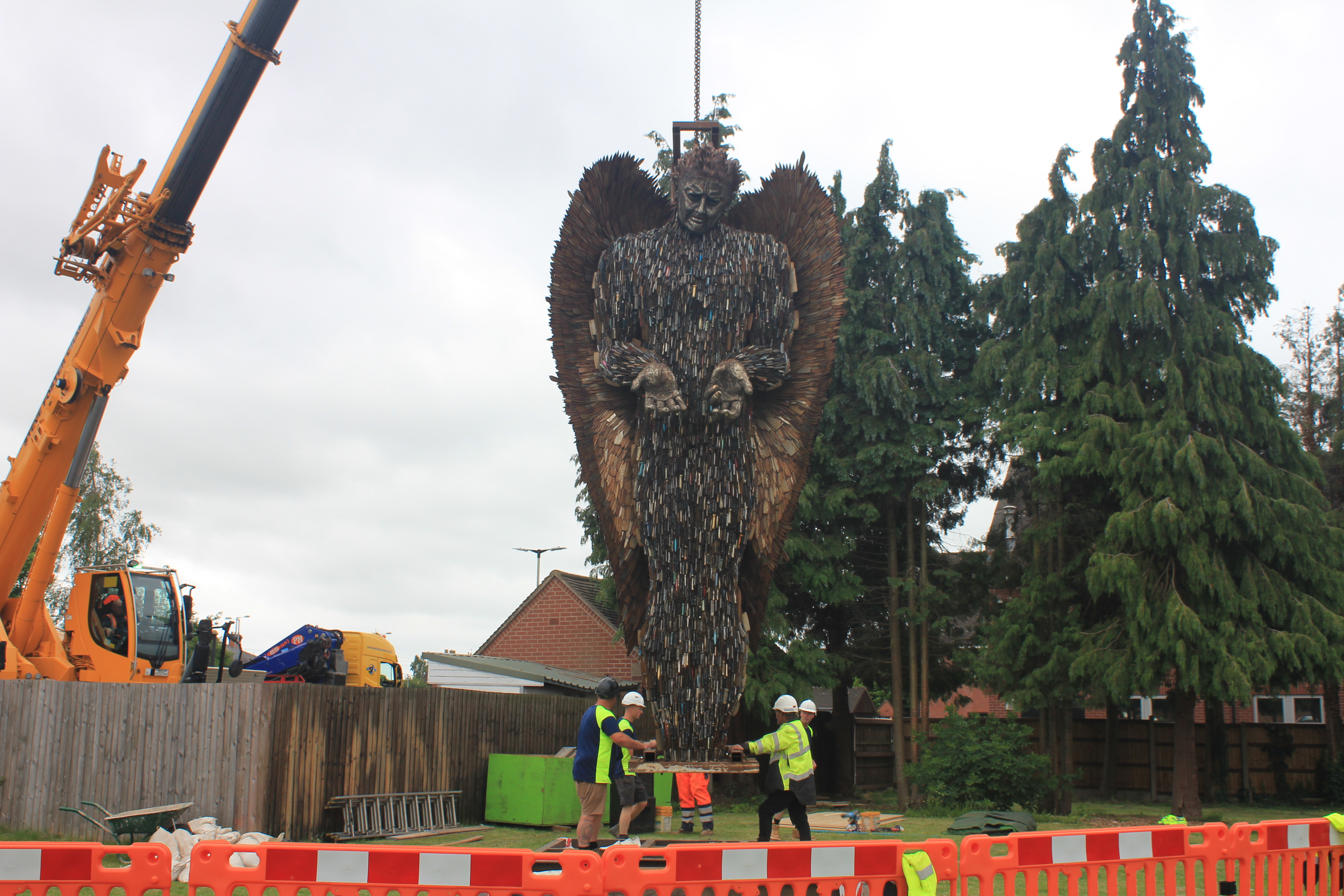 The Knife Angel has arrived in Lichfield city centre.
