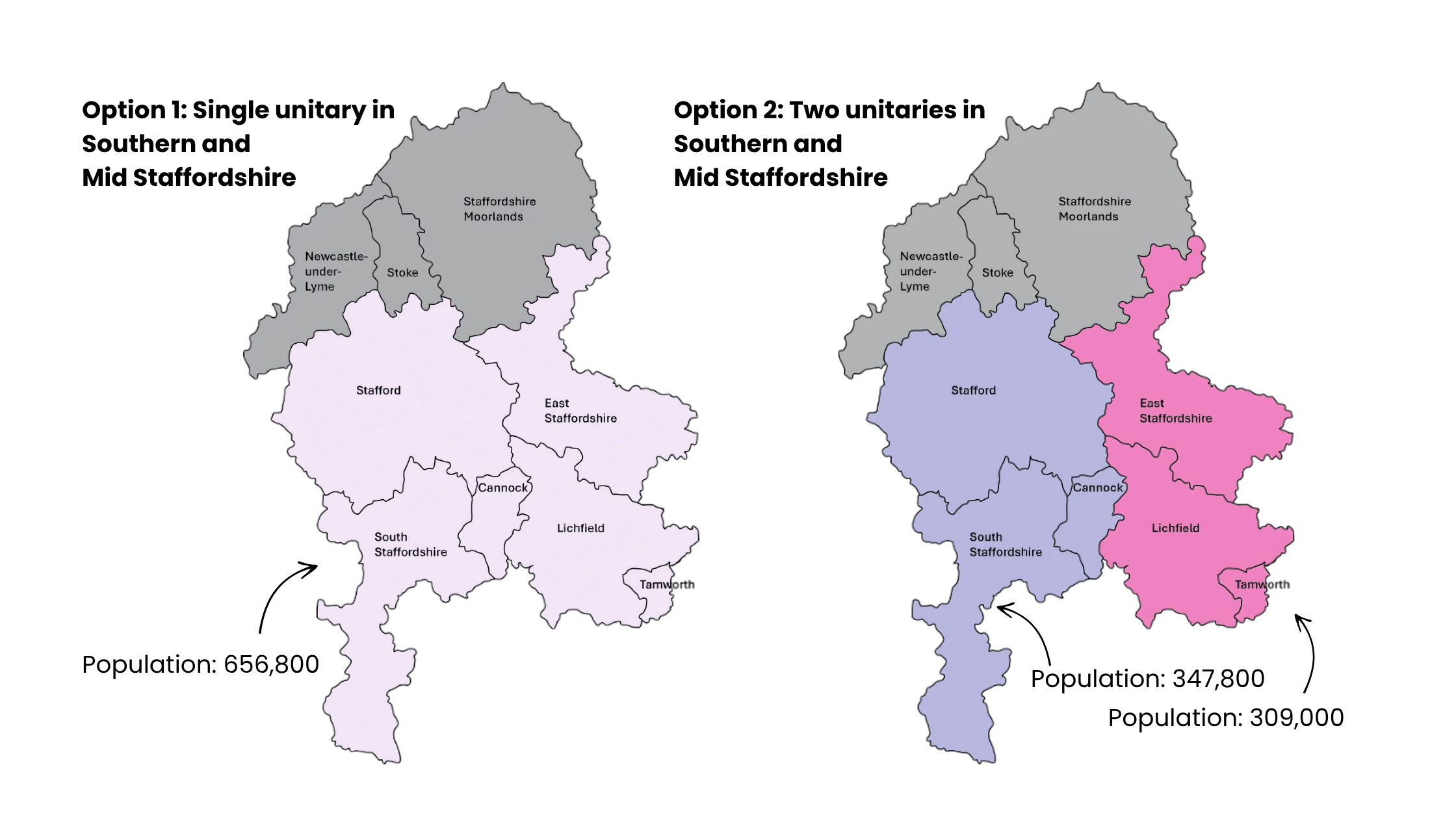 Map outlining the new potential authorities in accordance with local government reorganisation