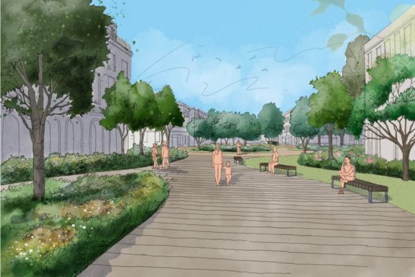 An artist’s impression of the planned Linear Park.