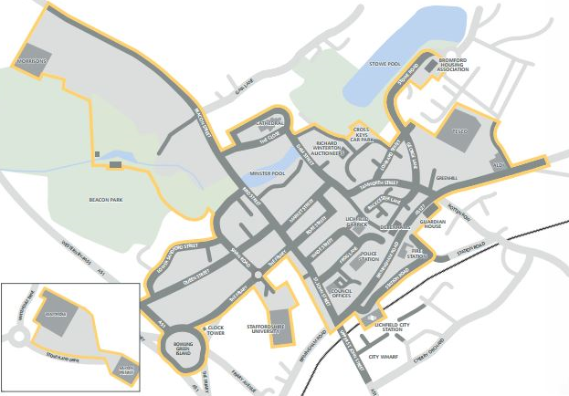Lichfield city centre map