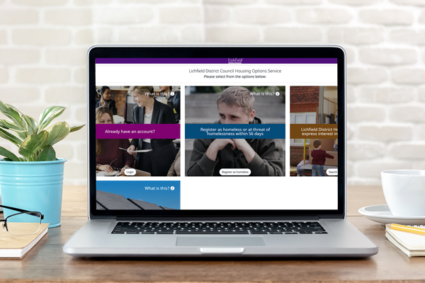 Computer showing Lichfield District Homes website