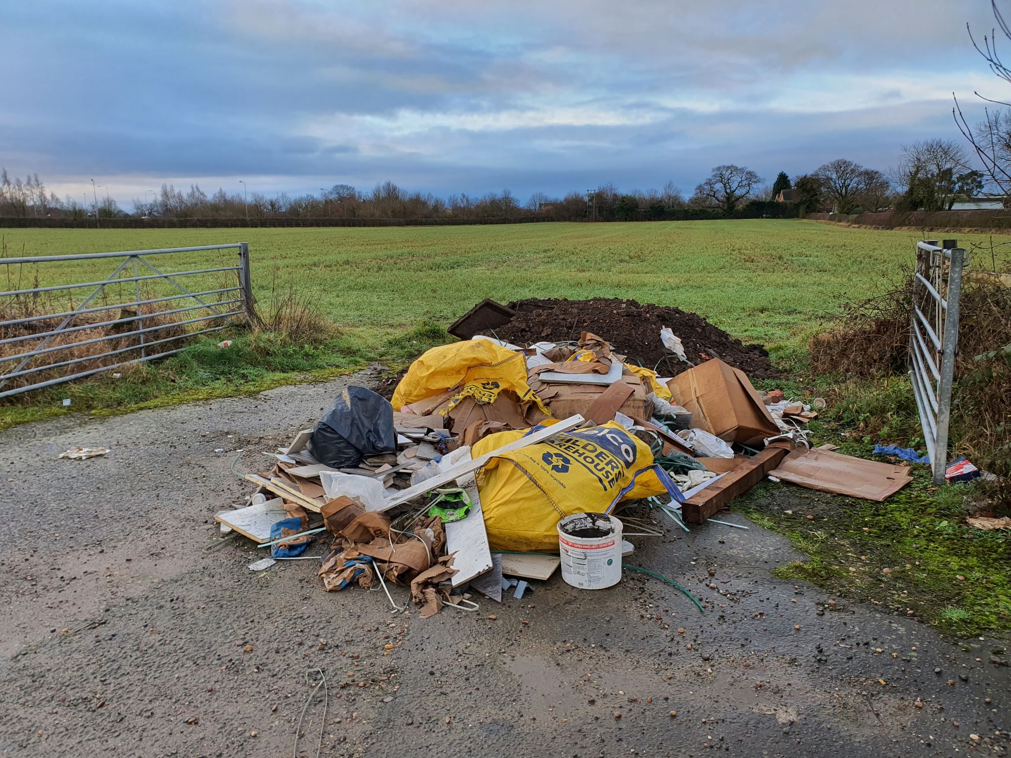 A photo of the waste found off Plantation Lane, Mile Oak, in February 2022.
