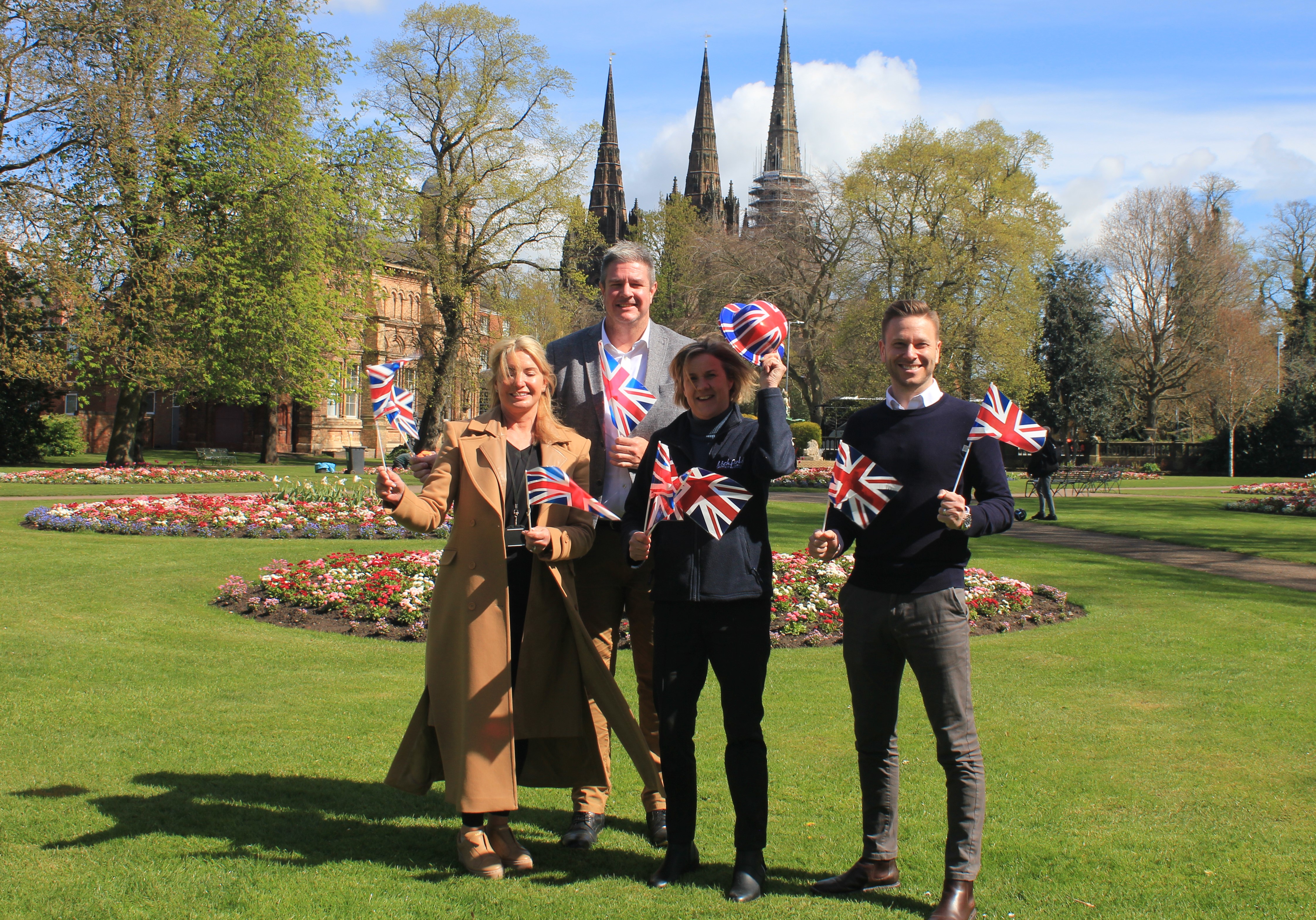 A photo of Events Manager Louise Lewis, Mike Talbot of Zest Education, Historic Parks Manager Lyn Hunt, and Scott Barker of Zest Education.