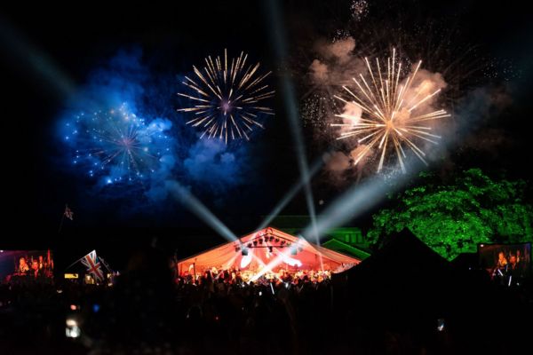 A picture of a fireworks display at Lichfield Proms in Beacon Park.