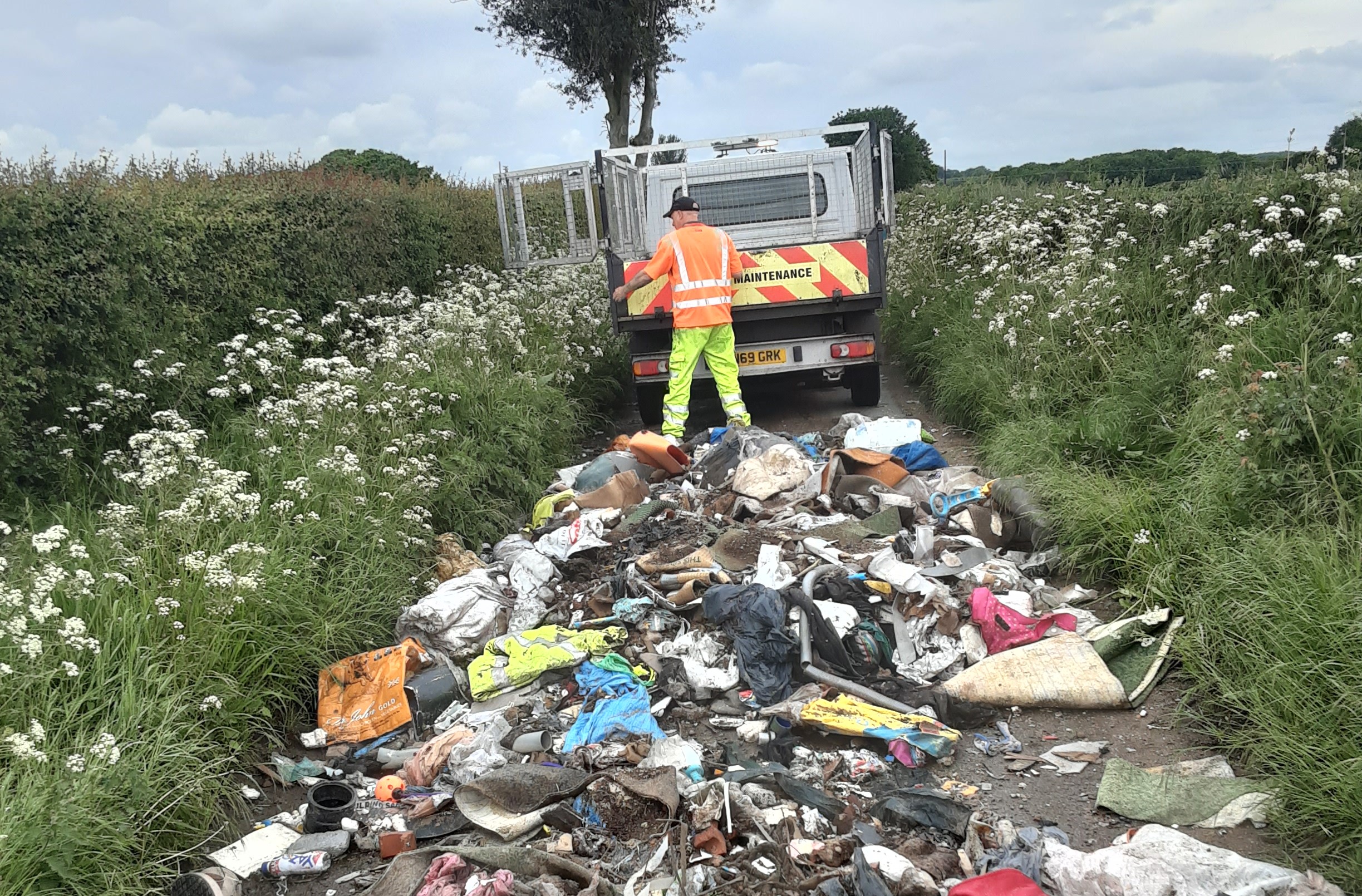 Waste material was dumped in Raikes Lane, near Shenstone last Thursday.