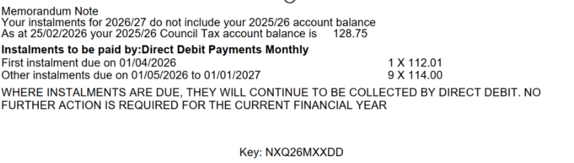 Last section council tax bill