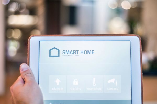 A picture of a tablet used for home security.