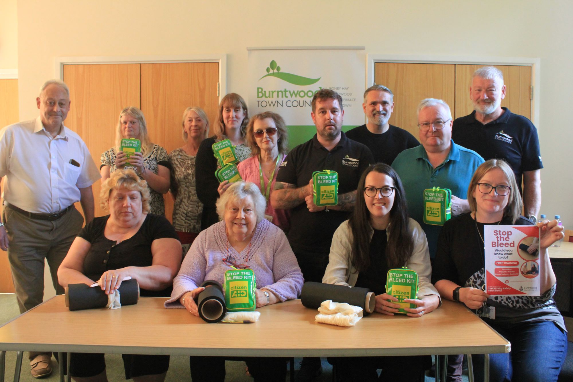 A picture of councillors and staff at Burntwood Town Council receiving Stop The Bleed training.