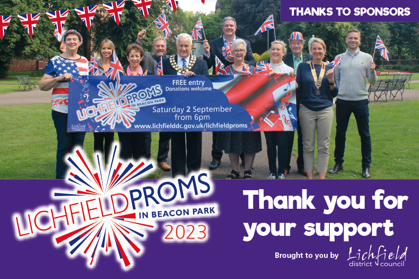 Businesses are backing this year's Lichfield Proms in Beacon Park with sponsorship.