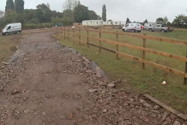 A picture of the site of unauthorised development on land at Muckley Corner.