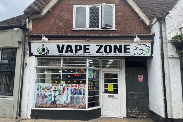 A picture of Vape Zone in St John Street, Lichfield which has been closed for selling illegal cigarettes and tobacco.