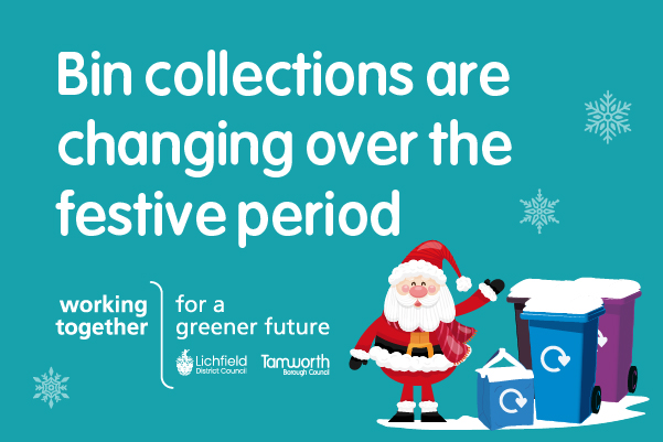 A graphic to promote bin collection changes over the festive period.