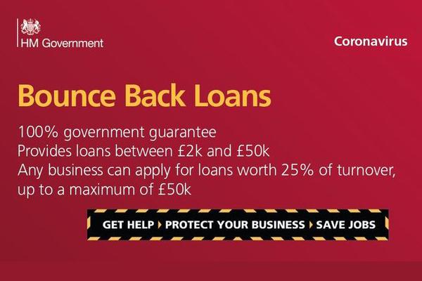 government logo and bounce back loan wording