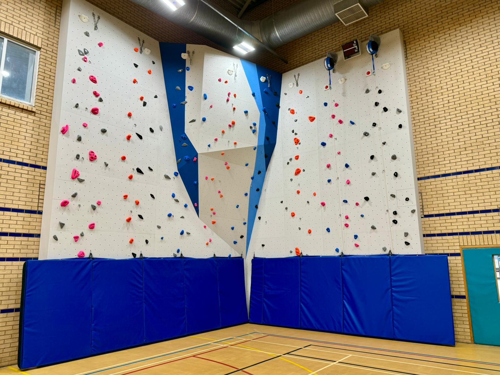 A picture of the climbing wall.