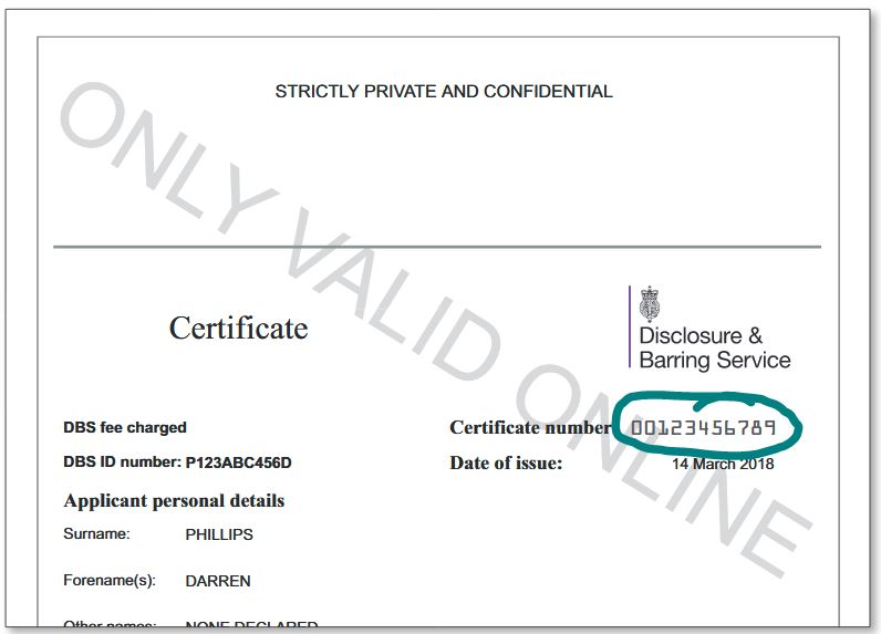 Dbs certificate