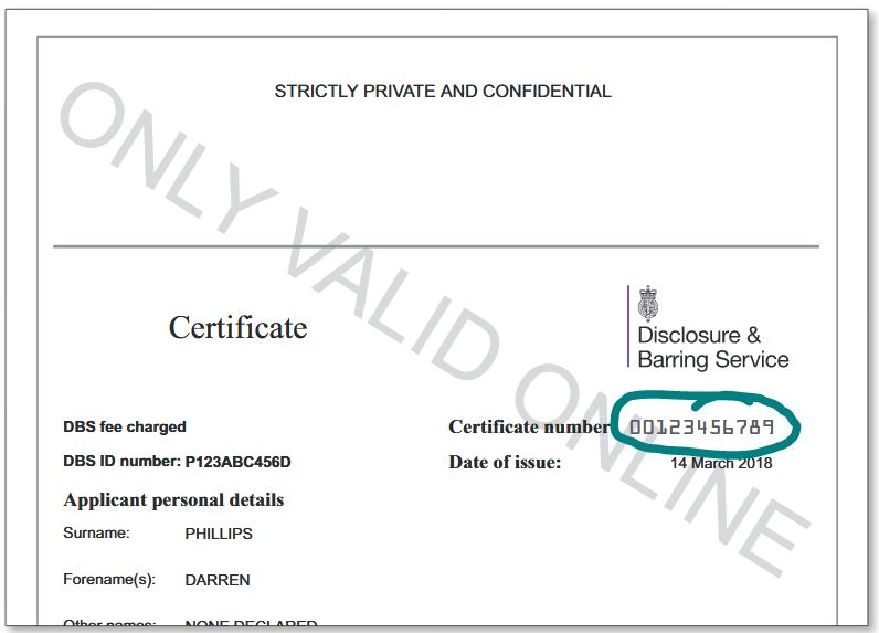 Dbs certificate