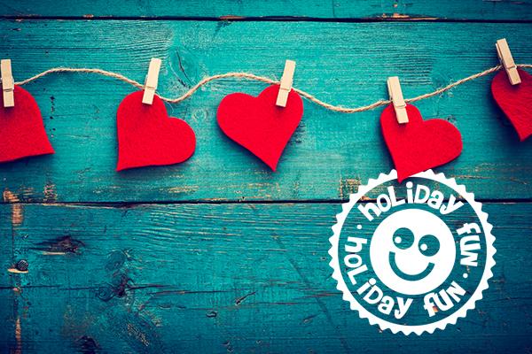 image of hearts in a row and holiday fun logo