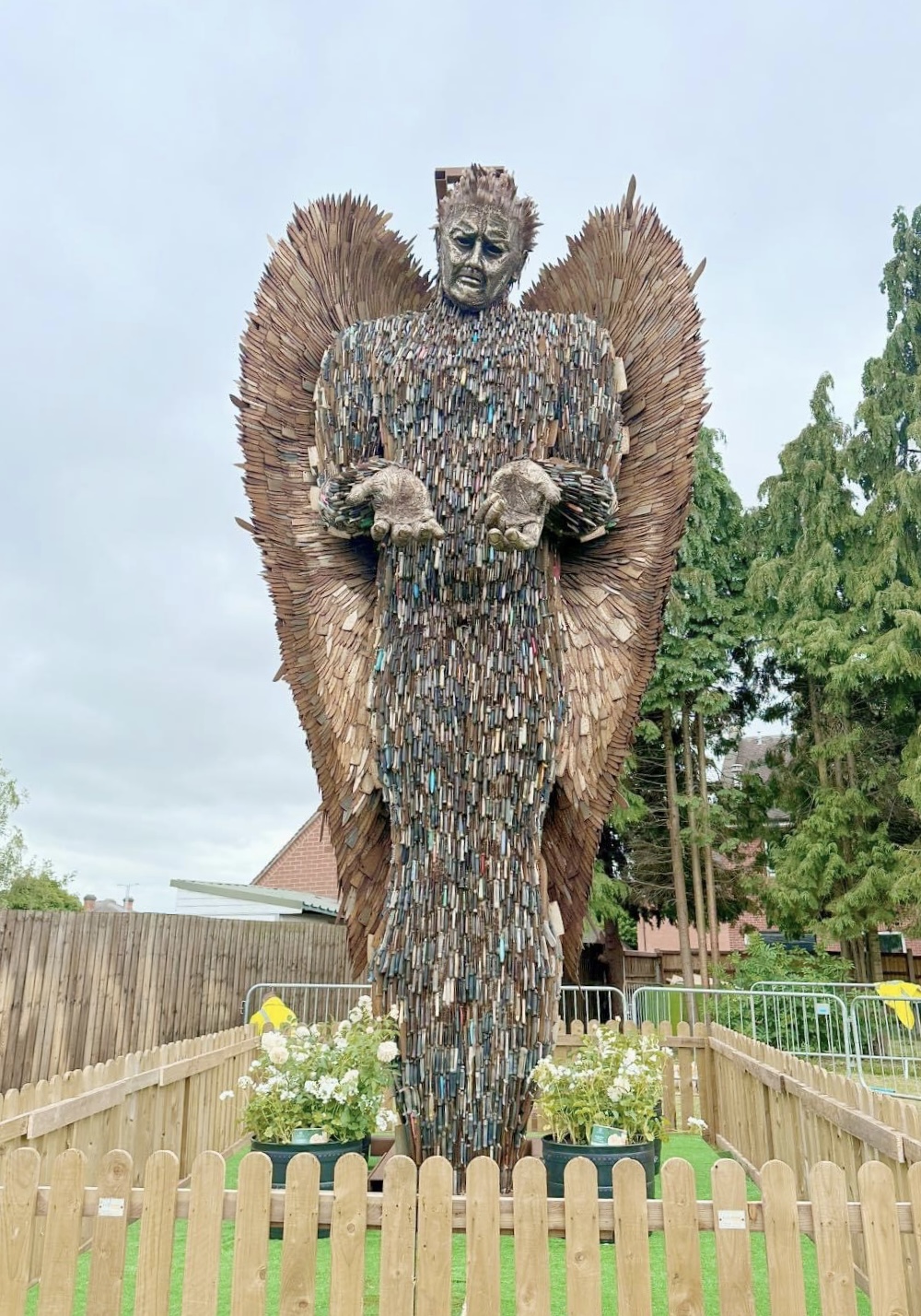 Knife Angel with Flowers