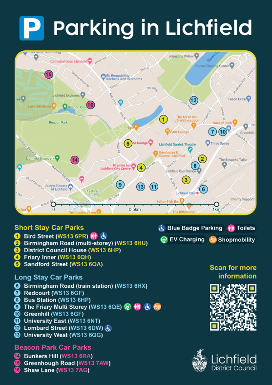 Lichfield city car park map