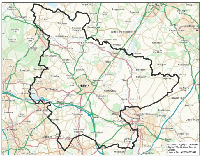 Lichfield district boundary map
